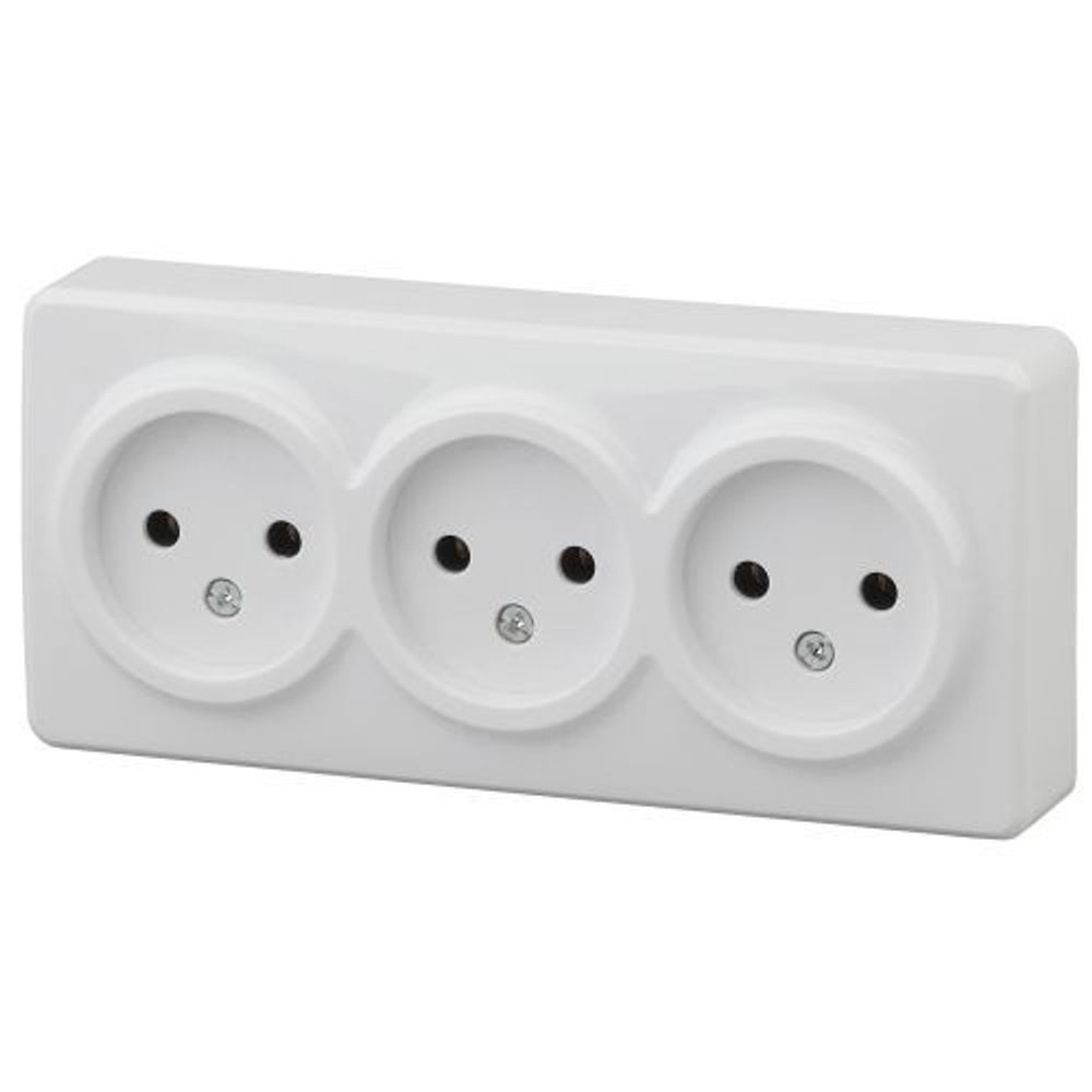 Розетка 3-м ОП Эра Эксперт 11-2207-01 16А IP20 250В 3х2P бел. Эра Б0020697