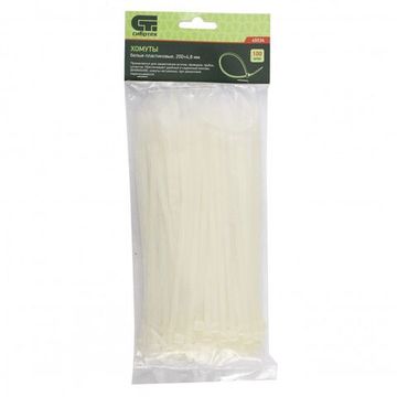 Хомуты, 200 х 4,8 мм, пластиковые, белые, 100 шт. Сибртех 45534