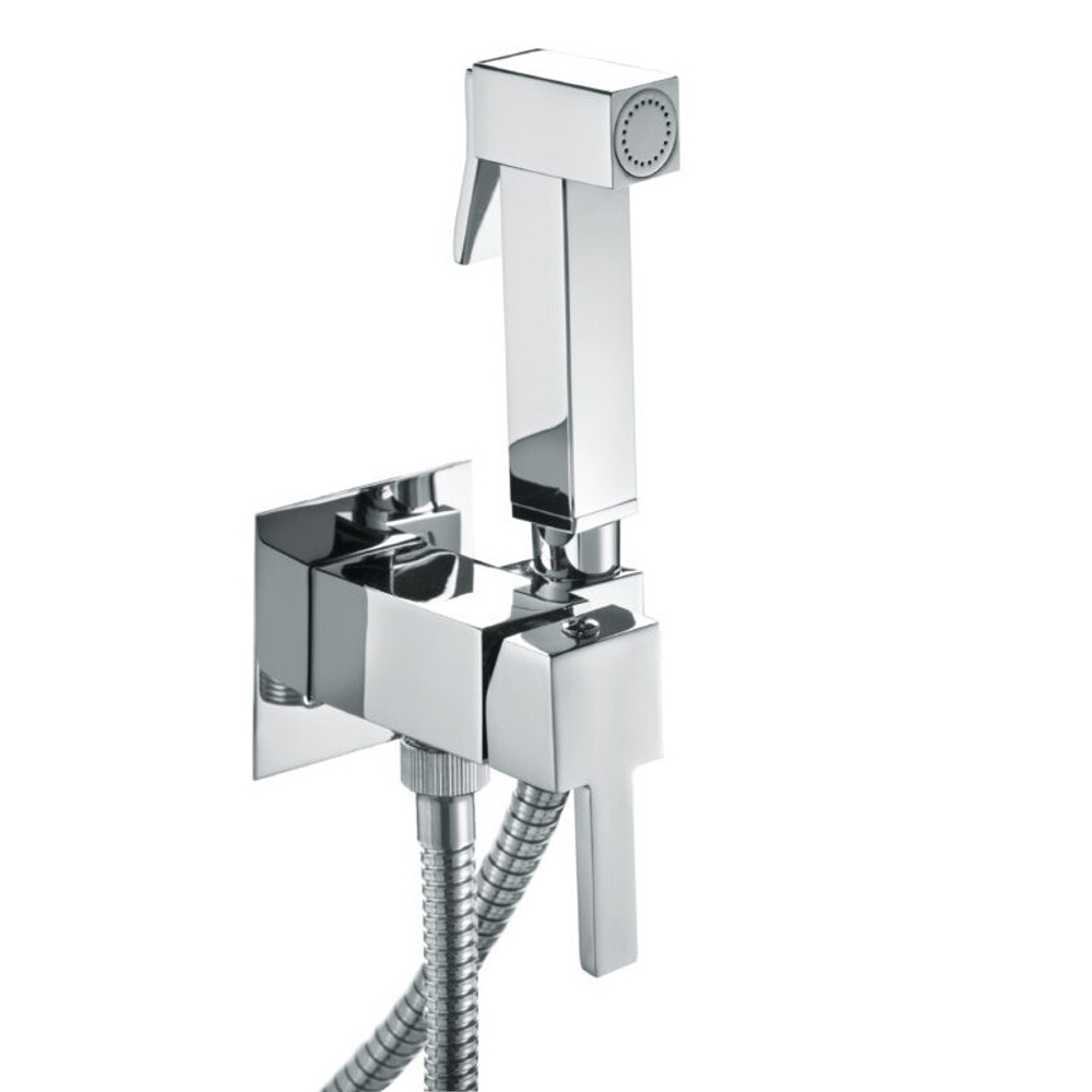 Комплект встраиваемый смеситель с гигиеническим душем WINKEL, квадратный, хром, LUX-CUB52-CR+LUX-WINKEL1-CR