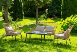 "Версаль" лаунж-зона из искусственного ротанга на 4 персоны, цвет соломенный