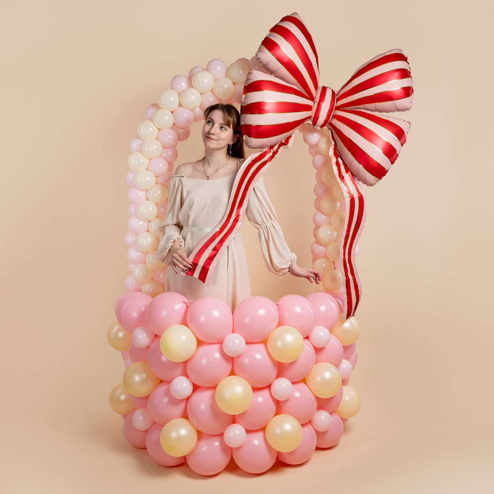 Фигура "Бант стильные полоски" красные/розовые