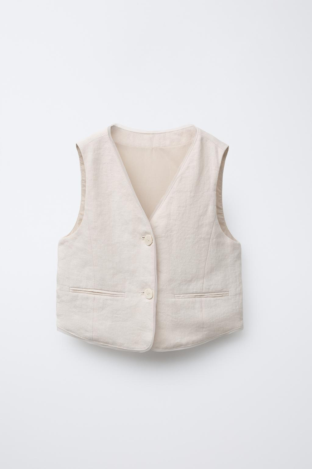ZARA ЖИЛЕТ Из 100% ЛЬНА, ПЕСОЧНЫЙ