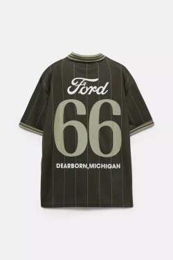PULL&BEAR Футболка с символикой команды Ford, военно-морской