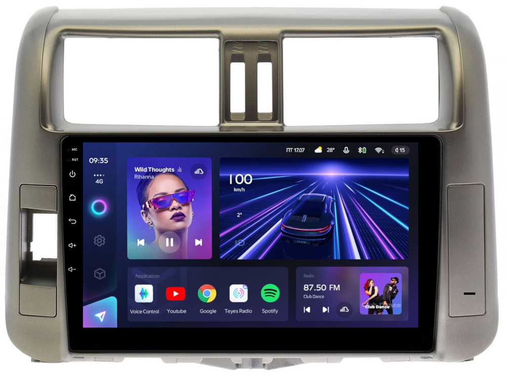 Магнитола для Toyota Land Cruiser Prado 150 2009-2013 (рамка бронза) - Teyes CC3 Android 10, ТОП процессор, 4/32 Гб, CarPlay, SIM-слот