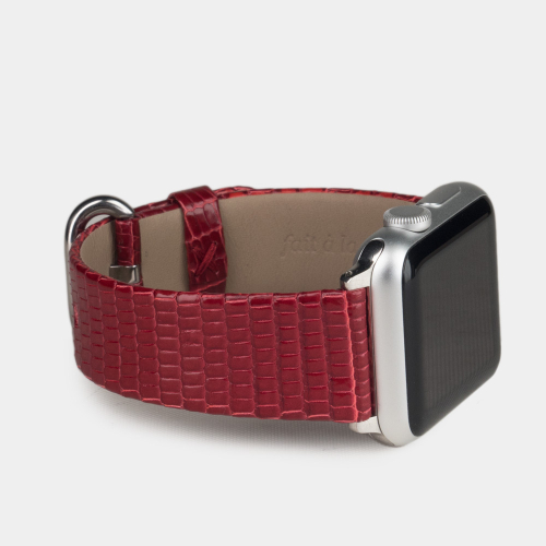 Ремешок для Apple Watch 40/41/42 mm из кожи ящерицы, красного цвета
