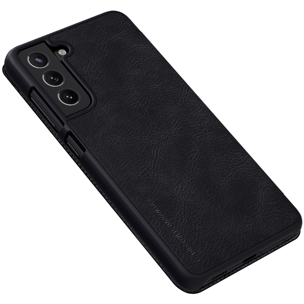 Кожаный чехол книжка от Nillkin для Samsung Galaxy S21 FE 5G, черный цвет, серия Qin Leather