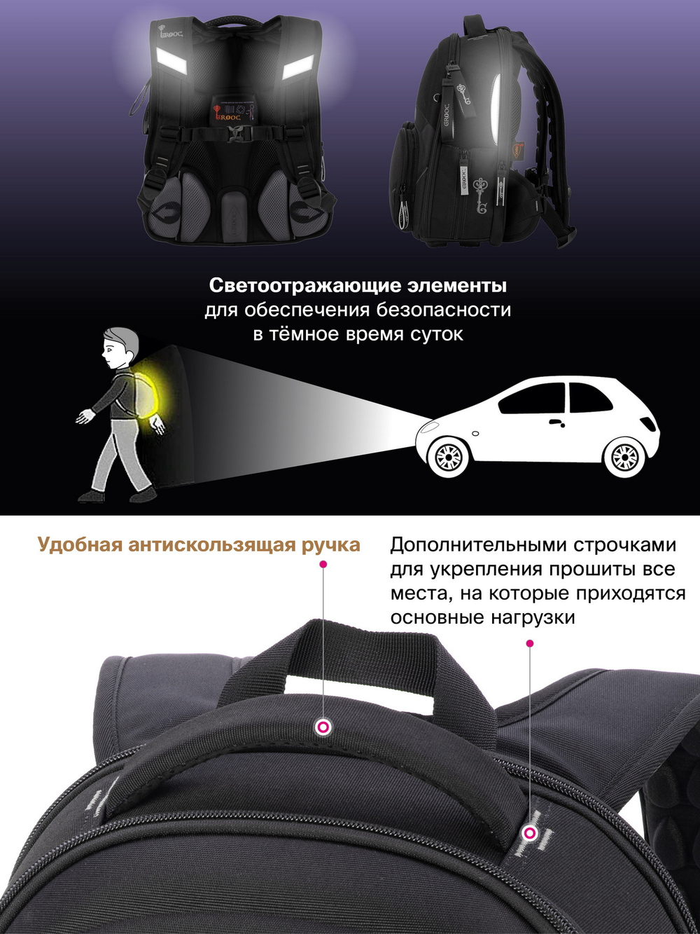 Ранец GROOC 16-18 + пенал + мешок + сумка-пенал