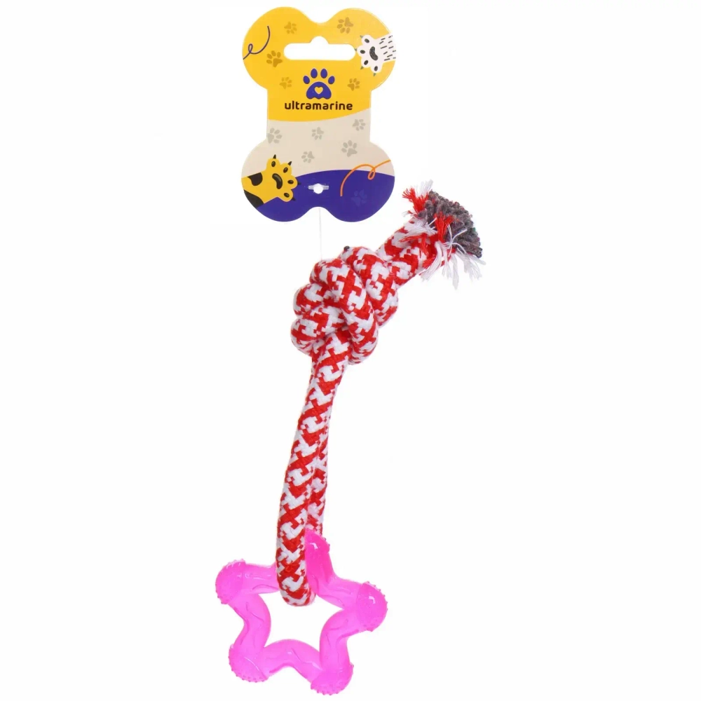 Игрушка - канат для собак мелких и средних пород «НЕСКУЧАЙКА», цвет красный, 20см / 45гр (лейбл)