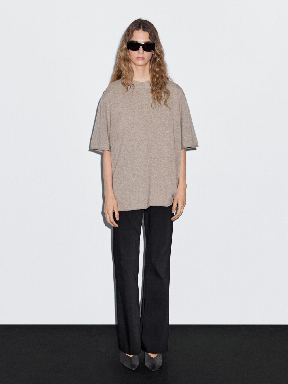 Massimo Dutti Свитер оверсайз из 100% кашемира, кротово-коричневый