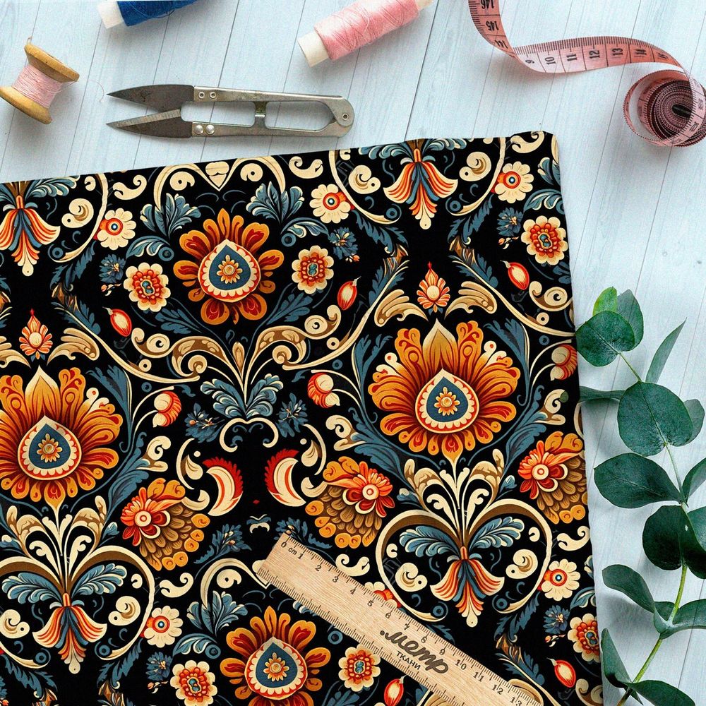 Ткань барби  викторианский цветочный орнамент