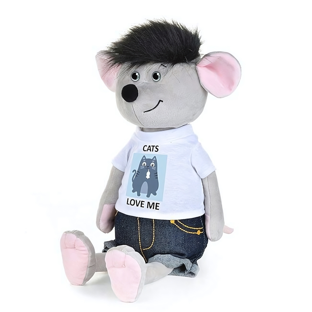 Мышонок Славик в джинсах и футболке, 21 см.