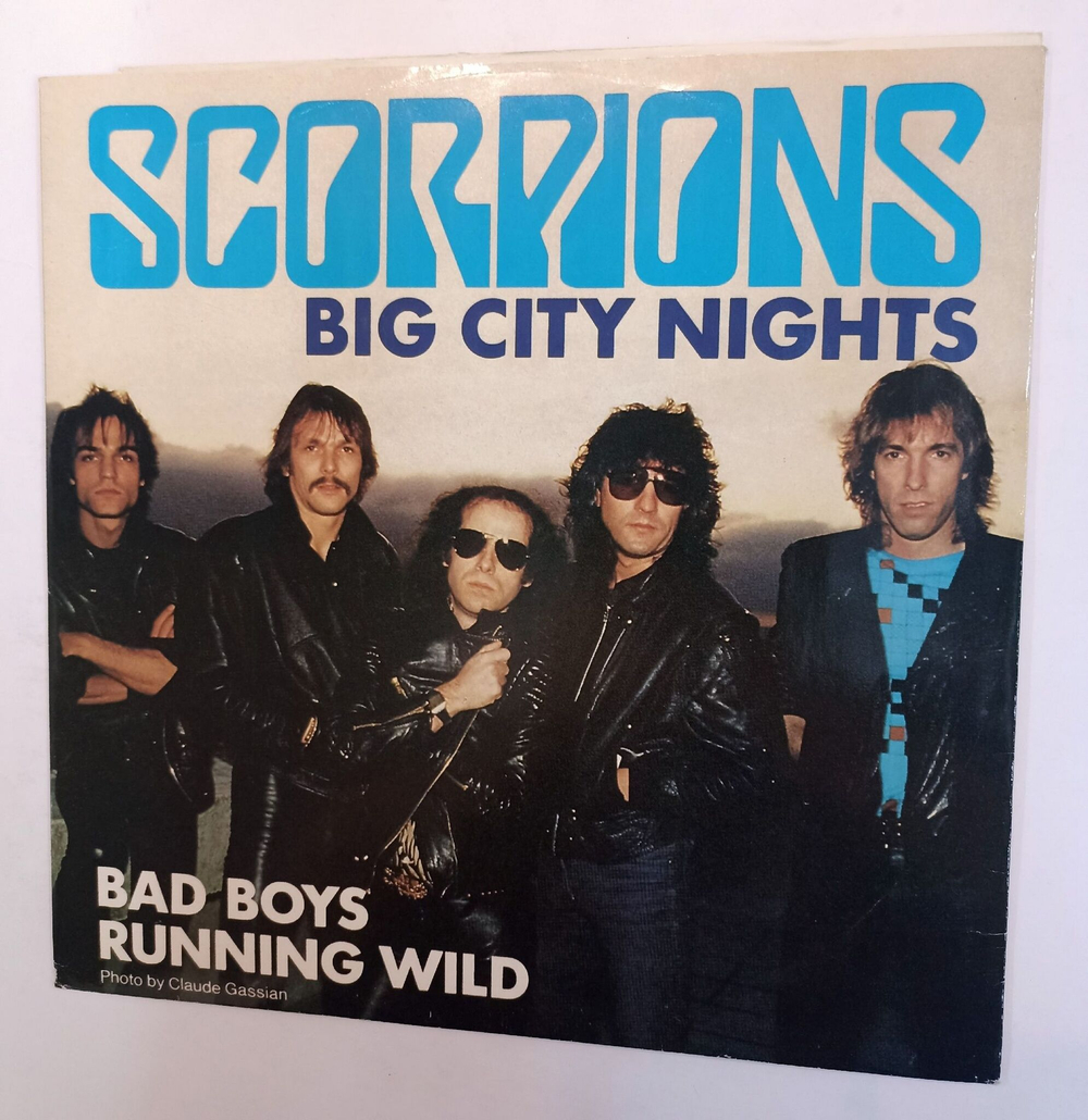 Винтажная виниловая пластинка Scorpions Big City Nights Bad Boys Running Wild Maxi Single 45 RPM (UK 1984)