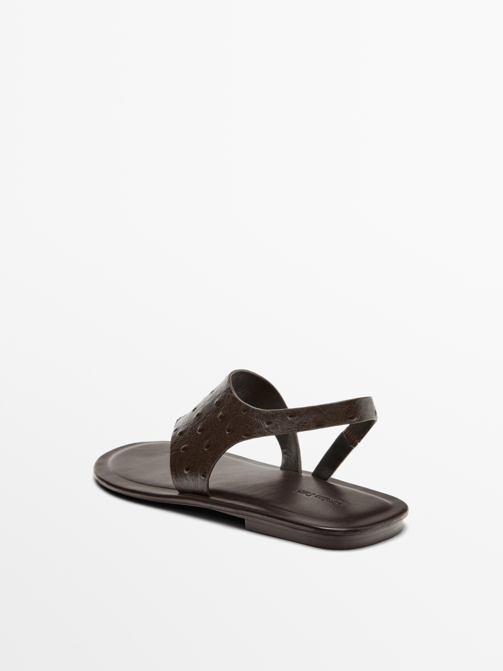 Massimo Dutti Сандалии с тисненым анималистичным принтом, коричневый