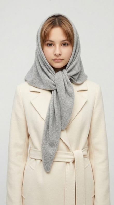 Оренбургский платок-косынка К820-03 серый