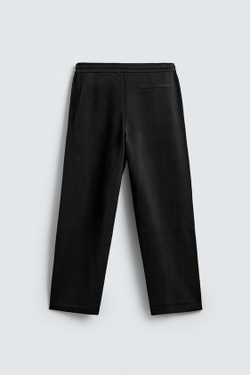 ZARA БРЮКИ ИЗ ТРИКОТАЖА С РЕЛЬЕФНОЙ СТРУКТУРОЙ, ЧЕРНЫЙ