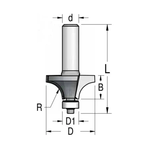 Фреза радиусная с нижним подшипником полуштап 63.5x32x85x12 R25.4 WPW RW25002