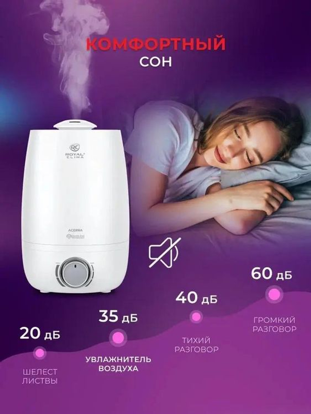 Увлажнитель воздуха ультразвуковой Royal Clima RUH-AC300/4.0M-WT,  4л,  белый/серый