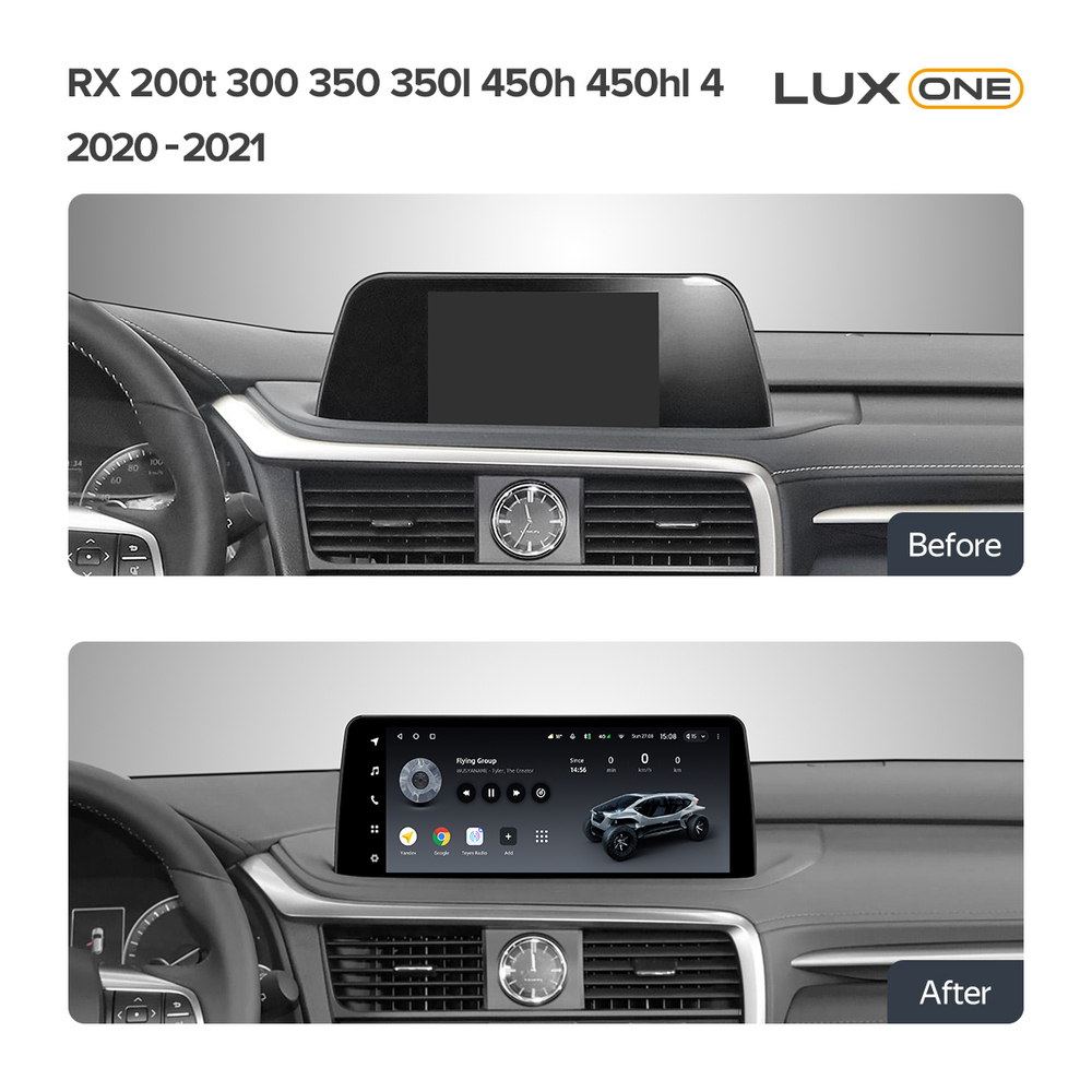 Магнитола Lexus RX300, RX350, RX450h 2019-2022 - Teyes LUX ONE монитор 12.3" 2K QLED на Android 10, CarPlay, 4G SIM-слот, 6/128ГБ