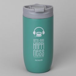 ТЕРМОКРУЖКА AGNESS "HAPPINESS" 450МЛ, КОЛБА НЕРЖ.СТАЛЬ 18/10