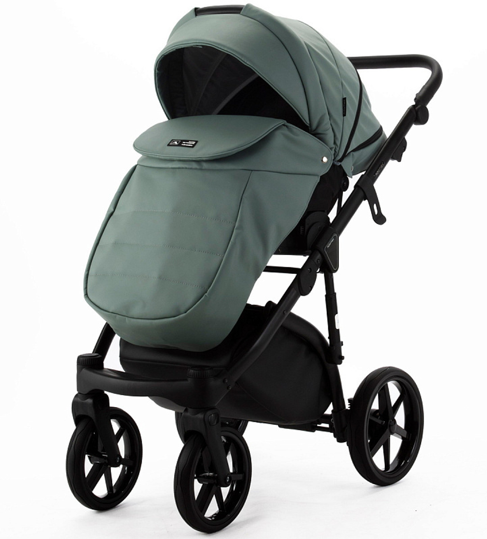 Детская коляска Adamex Nola Deluxe 2 в 1 N-SA20 (СЕРО-ЗЕЛЕНАЯ КОЖА)