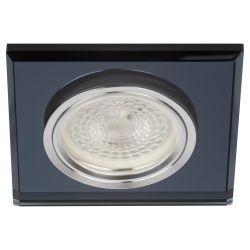 DK8 CH/BK Светильник ЭРА декор стекло квадрат MR16,12V/220V, 50W, хром/черный | Декоративные встраиваемые светильники