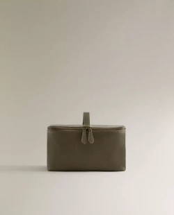 ZARA HOME БОЛЬШОЙ КОЖАНЫЙ НЕСЕССЕР, ХАКИ