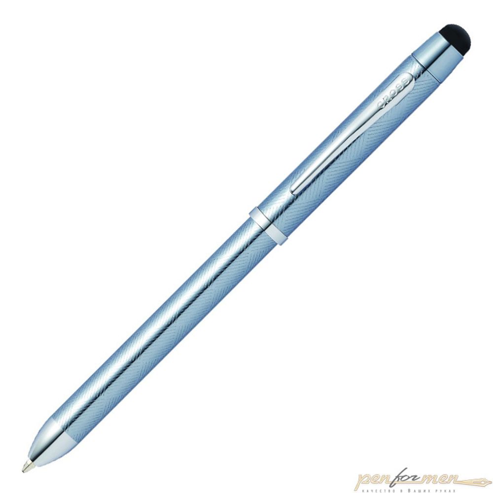 Многофункциональная ручка Cross Tech3+ со стилусом серо-голубая c хромом (AT0090-14)