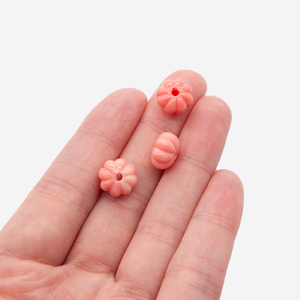 Подвеска резная "Бутон", 10,5*6мм, коралловая пудра