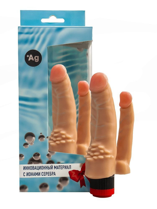 Телесный анально-вагинальный вибромассажер №11 с ионами серебра - 15,5 см.