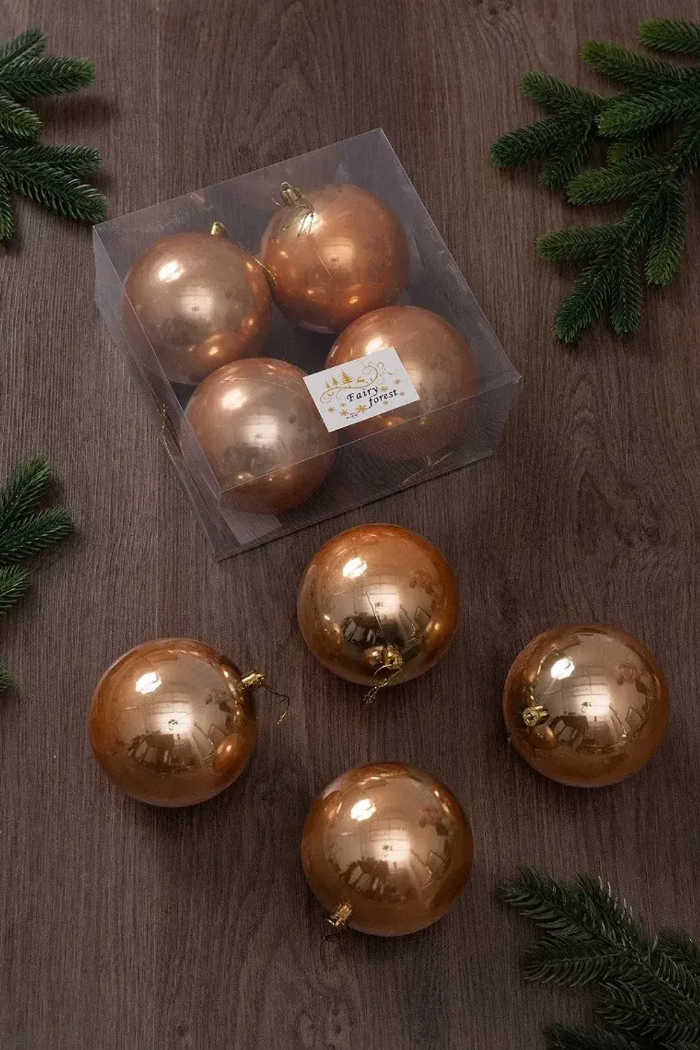 Набор новогодних шаров (4 шт) - перламутр