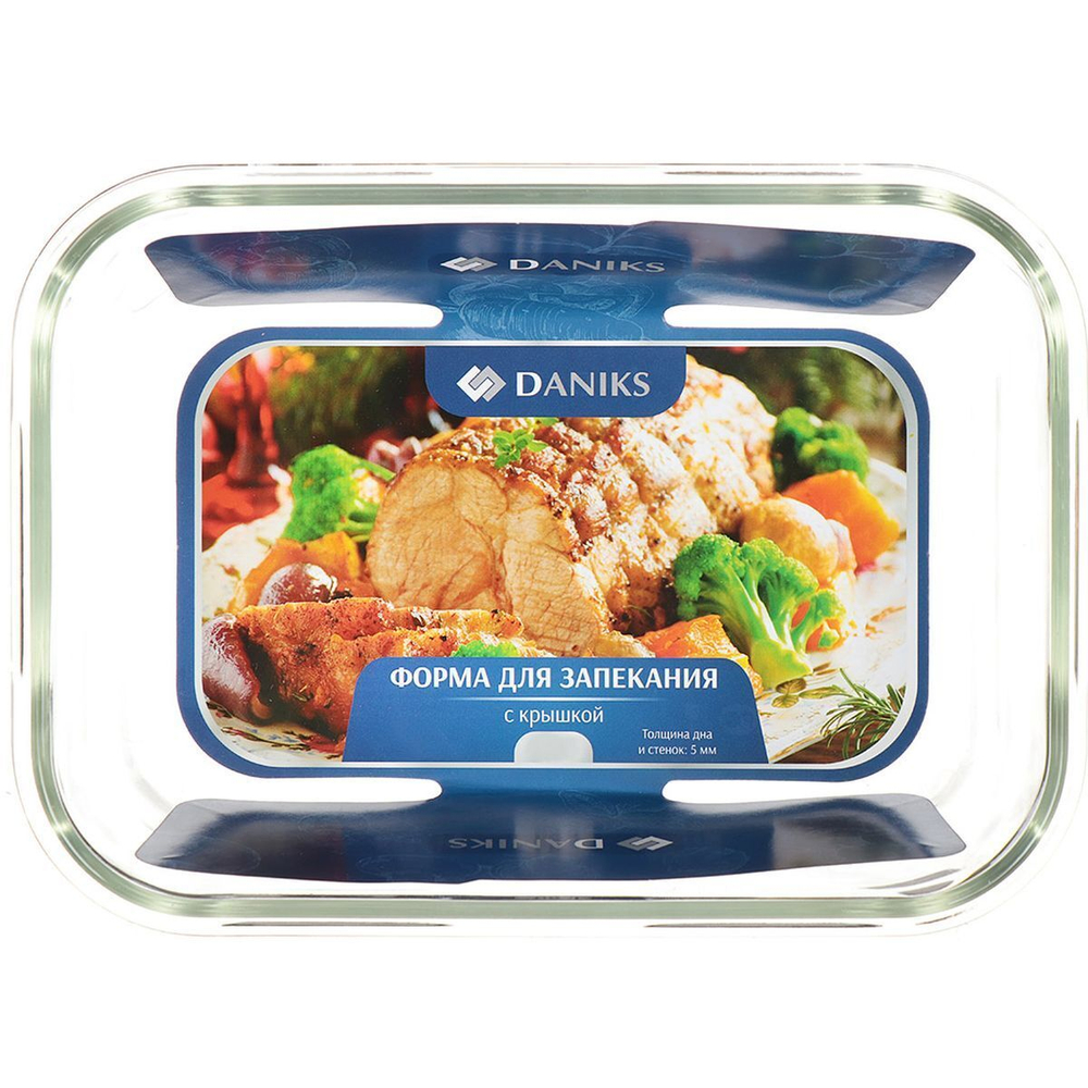 Форма для выпечки стекло, 12х16.8х6 см, 0.57 л, прямоуг, с крыш, Daniks