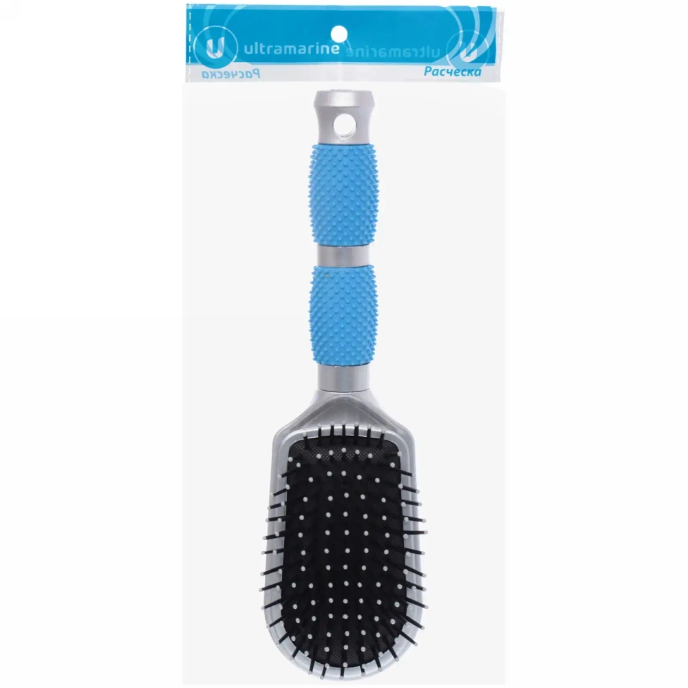 Расческа массажная «Lavanda», трапеция, цвет ручки голубой, 23 см