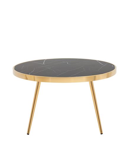 Журнальный столик Гелиос 80*80 стекло черный мрамор сталь золото