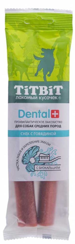Профилактическое лакомство TITBIT Dental+ снек для средних собак, со вкусом говядины