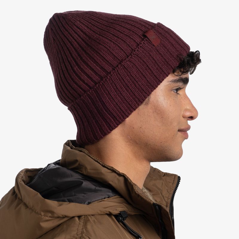 Вязаная шерстяная шапка Buff Hat Wool Knitted Norval Maroon Фото 4
