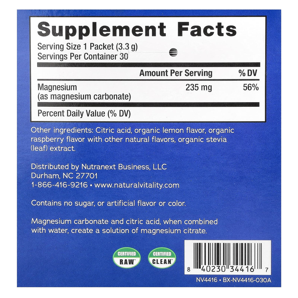 Natural Vitality, CALM®, смесь для приготовления напитка с магнием, малина и лимон, 30 пакетиков по 3,3 г (0,12 унции)