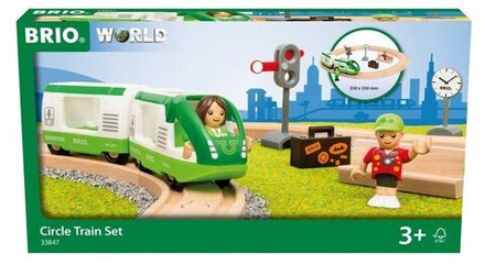 Деревянная железная дорога Brio World - Стартовый набор железной дороги с зелёным пассажирским поездом - Брио 33847