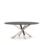 Овальный стол ARYA Argo из стекла и ножками из нержавеющей стали Ø 200