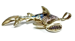 Ювелирная подвеска "Акула", серебро с позолотой