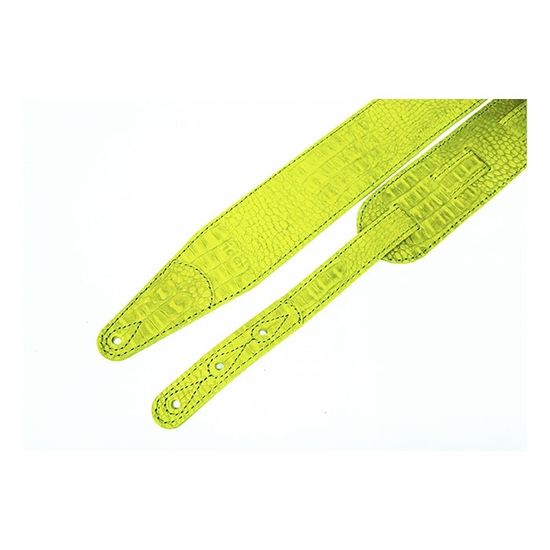 FL660317L11 Leather 11 Ремень для гитары, кожаный, лайм, тиснение рептилия, Fidel