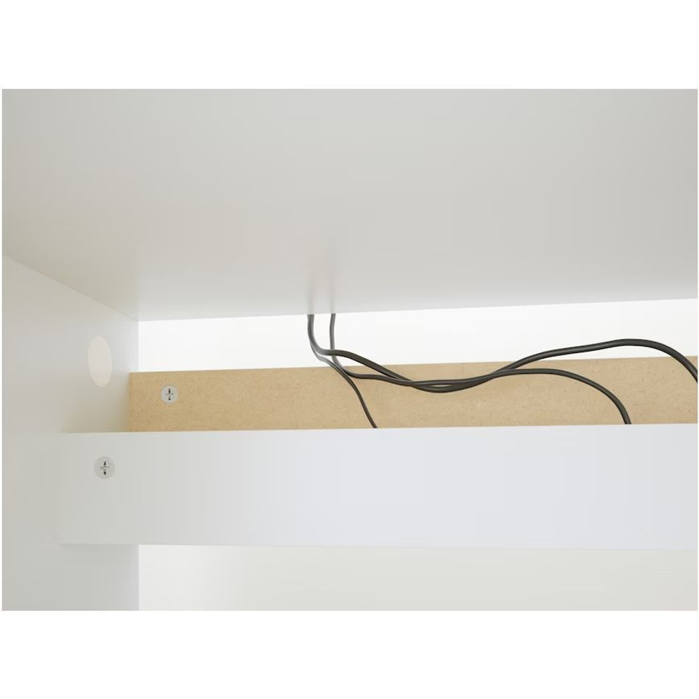 Стол компьютерный, 140х65х73, Марм, письменный с ящиком и дверью, белый с кабель-менеджментом, Dipriz