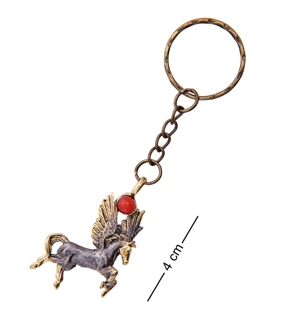 AM-3610 Брелок «Пегас в полёте» (латунь, янтарь)