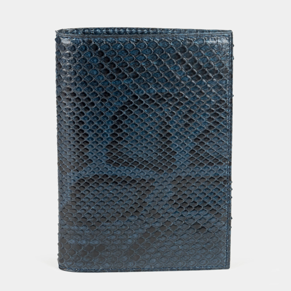 Обложка для паспорта и автодокументов Moscou Easy из натуральной кожи питона, синего цвета
