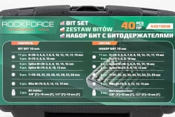Набор бит с битодержателями, 40пр.(10мм)(30мм:Т20-Т60,Н4-Н19,М5-М16,75мм:H5-H10,M6-M12,Ribe 8-14) в пластиковом кейсе RockForce##Rock FORCE RF-4401new