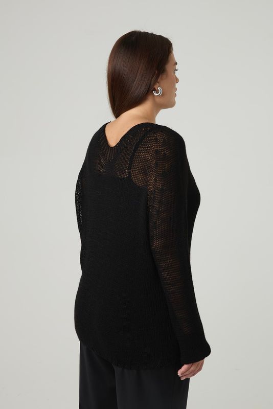Джемпер вязаный "паутинка", черный