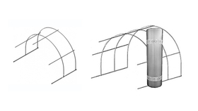 Удлинение для теплицы "Капелька" (разборная) - (Ш) 3,0 м х  (В) 2,26 м. Шаг дуги 1,0/0,67 м. Профтруба 20 х 20 мм.