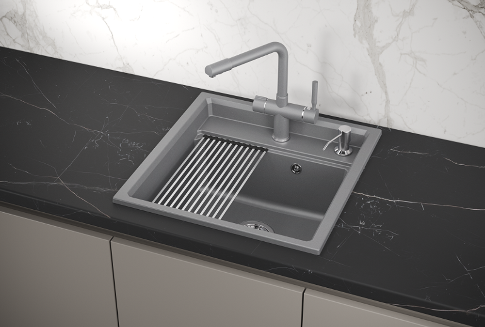 Кухонная мойка GRANULA Kitchen Space (5002, АЛЮМИНИУМ)