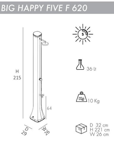 Душ солнечный Arkema Big Happy Five F 620, антрацит