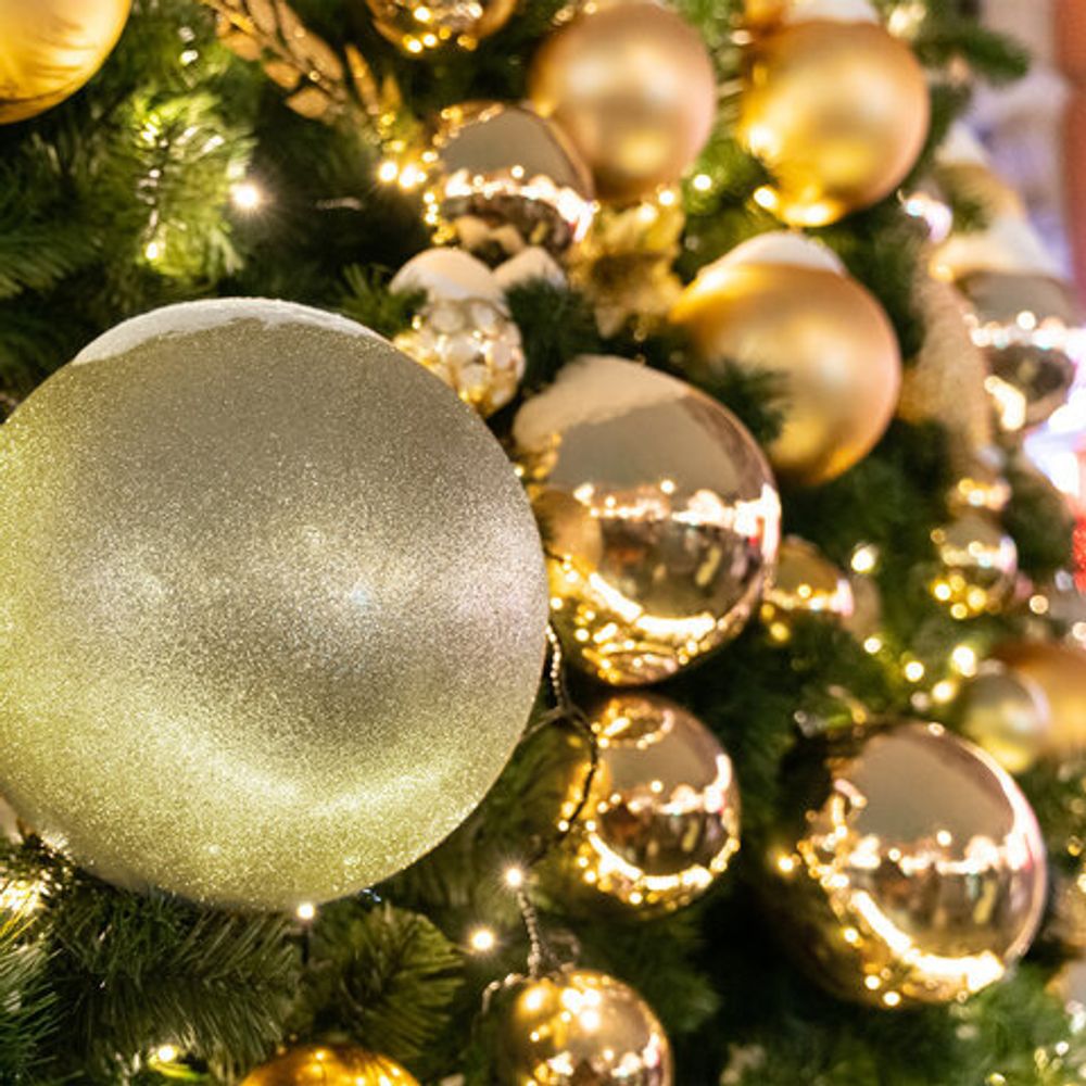 Шары ёлочные 6 шт., 6 см, "Trio", пластик, ТЕМНОЕ ЗОЛОТО (глянец, матовый, глиттер), ЗОЛОТАЯ СКАЗКА, 590867