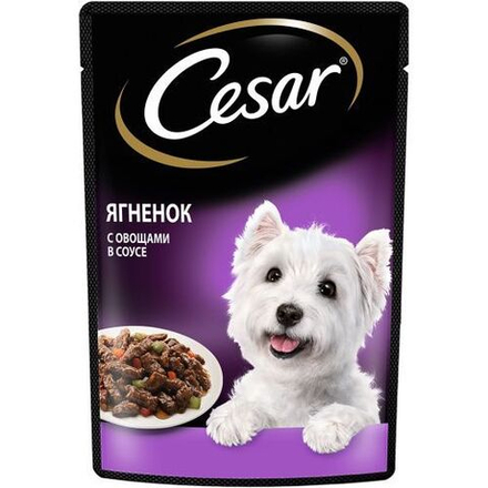 Паучи Cesar для собак с ягненком и овощами пауч 85 г